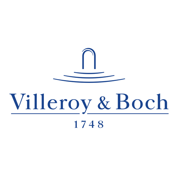 Das Logo von Villeroy & Boch, dem Symbol des deutschen Hidden Champion, zeigt eine stilisierte blaue Fontäne über dem Firmennamen in blauer Serifenschrift und darunter "1748" auf weißem Hintergrund.